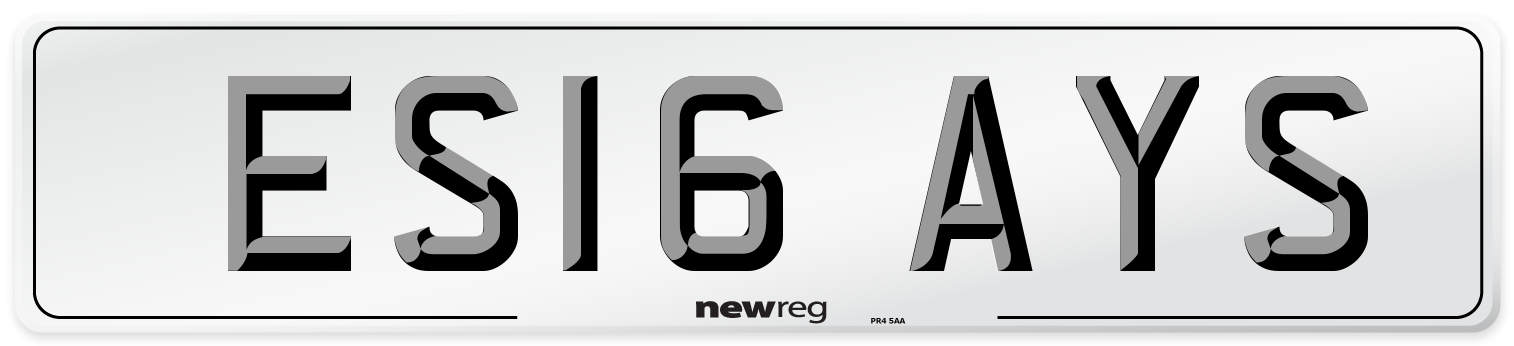 ES16 AYS Number Plate from New Reg